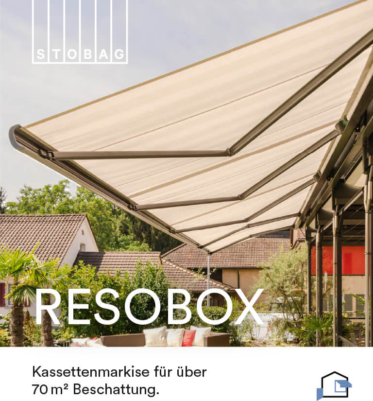 Laden Sie die Brochüre zur Resobox Markise herunter