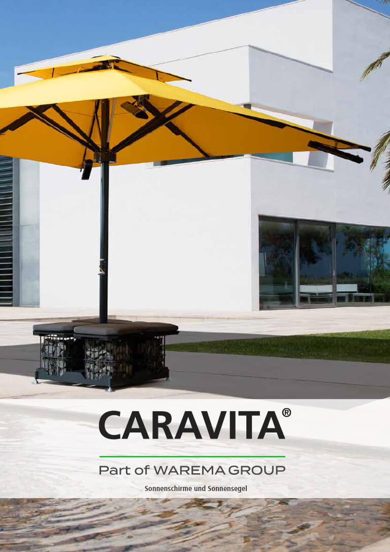 Laden Sie die Brochüre zu den Caravita Sonnenschirmen herunter